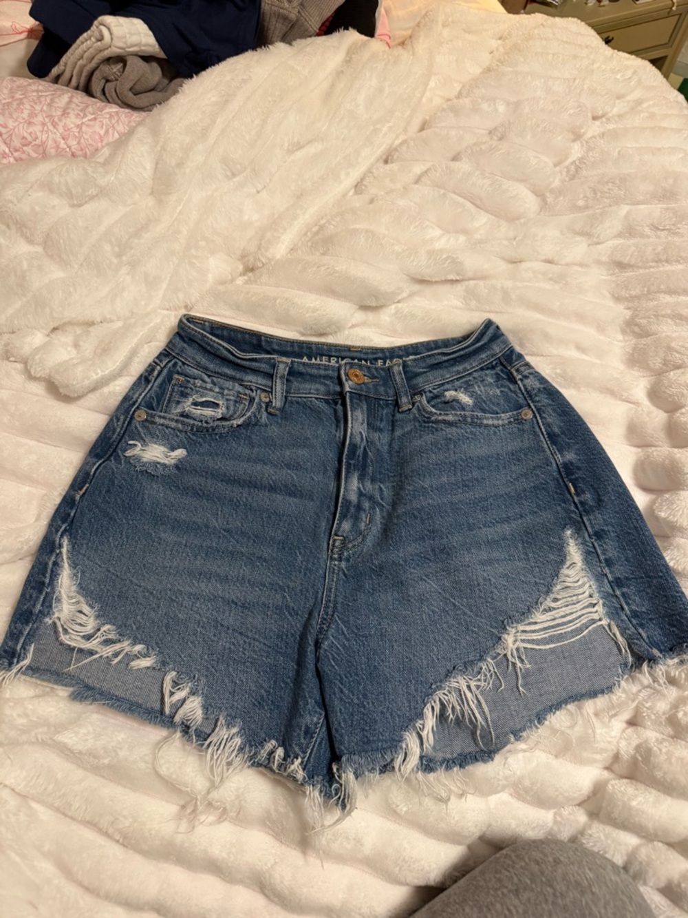 AE Highest Rise Dark Wash Mom Short